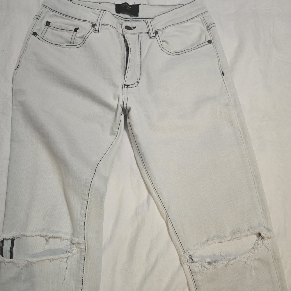 Men's Slim Straight Distressed Jeans - White